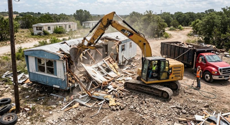 Double Wide Demolition in Katy, TX